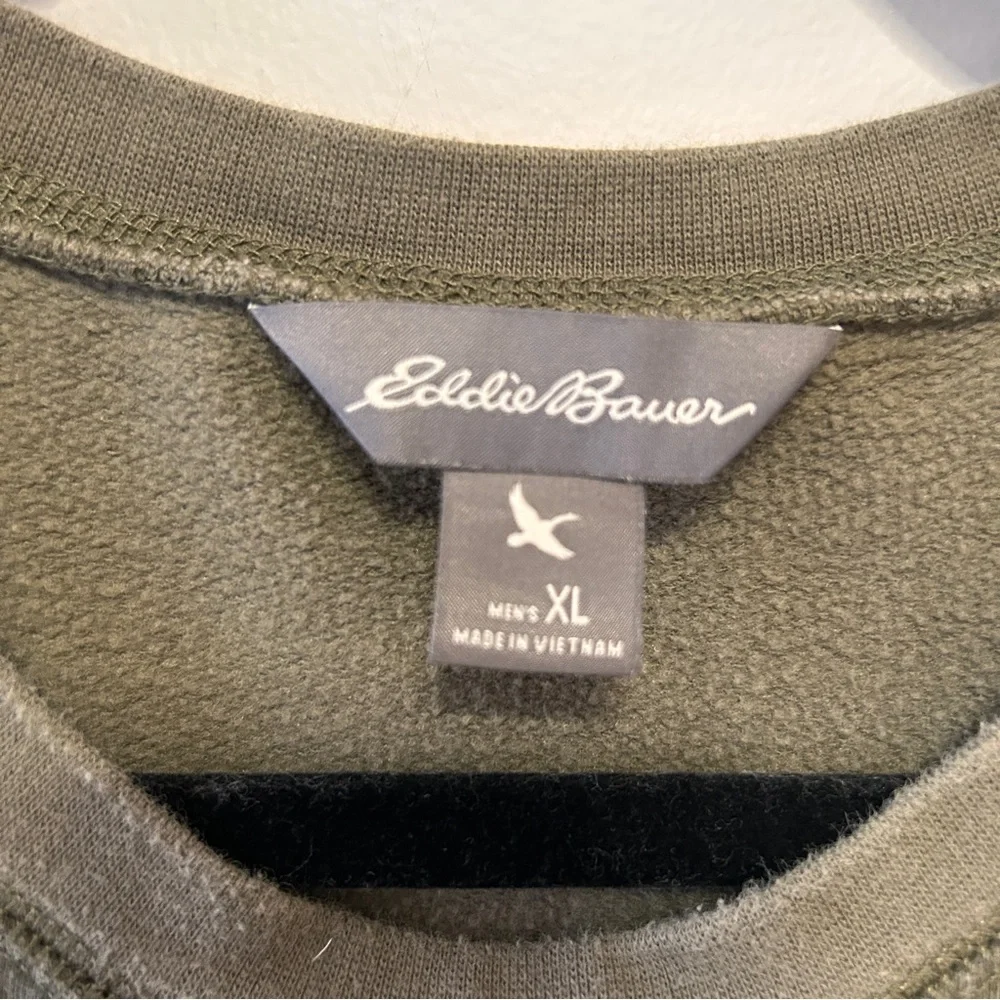 Eddie Bauer Men's XL Brown Camouflage Crewneck Sweatshirt Outdoor lounge Cozy - Picture 5 of 11